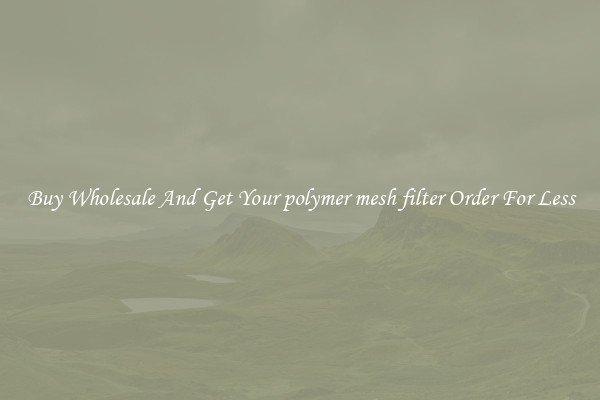Buy Wholesale And Get Your polymer mesh filter Order For Less