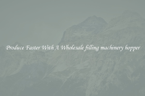 Produce Faster With A Wholesale filling machinery hopper